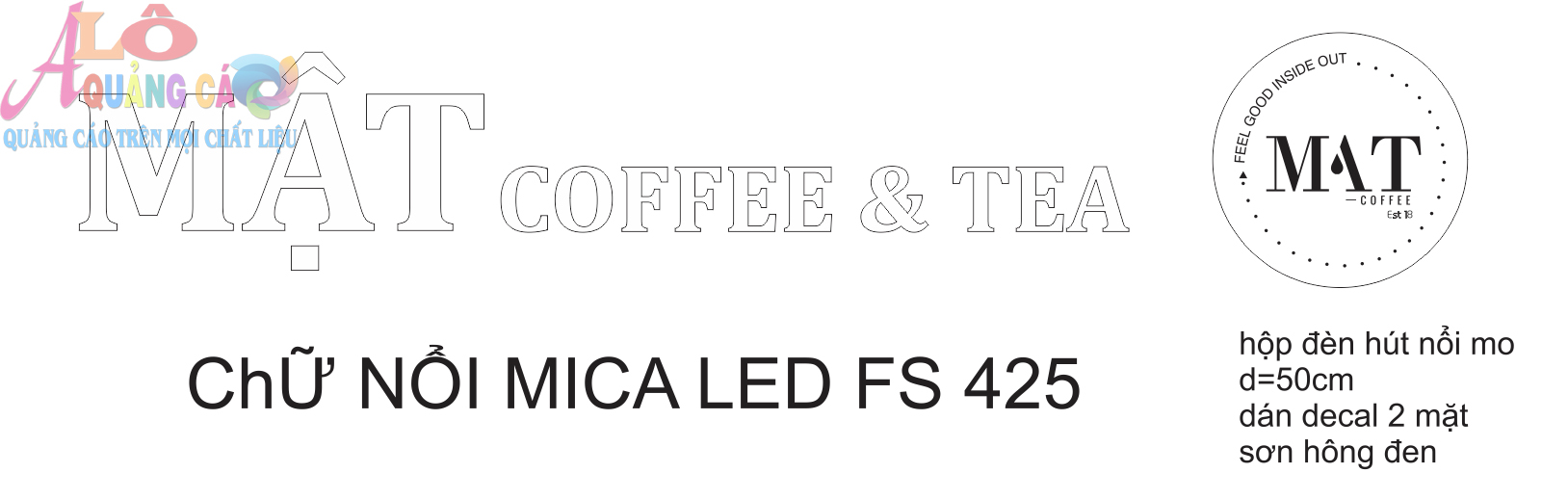 Bản vẽ thiết kế chữ nổi mica led Mật Coffee